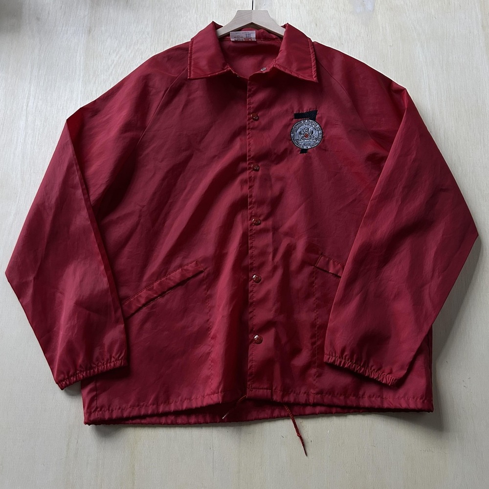 Vintage King‎ Louie Jacket Mens XL Red Nylon Pro Fit Windbreaker Union